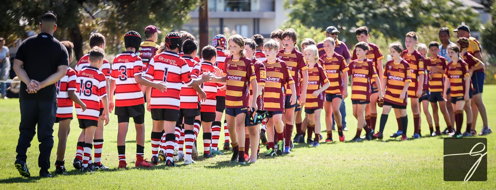 Wests U11s shake hands with the opposition