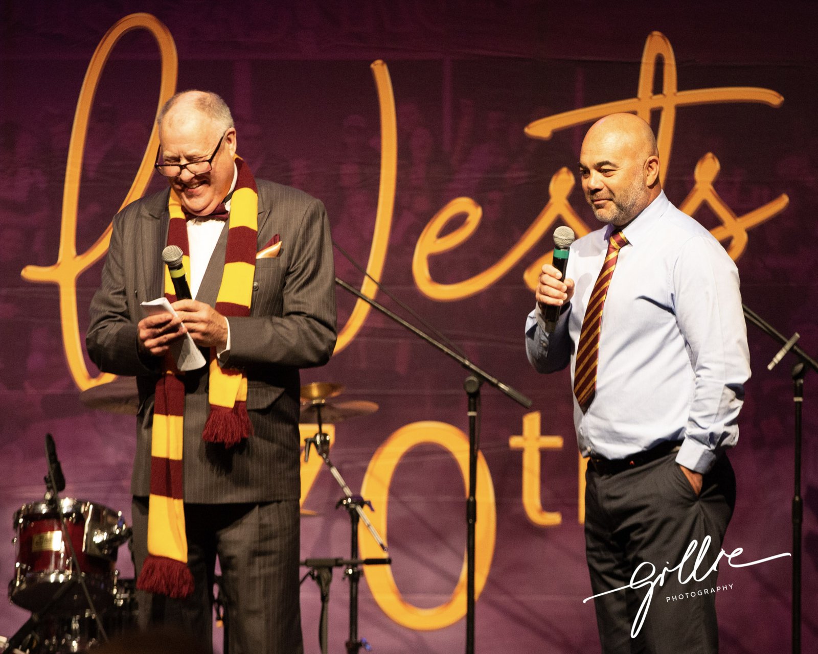 On stage at the Wests 70th anniversary dinner